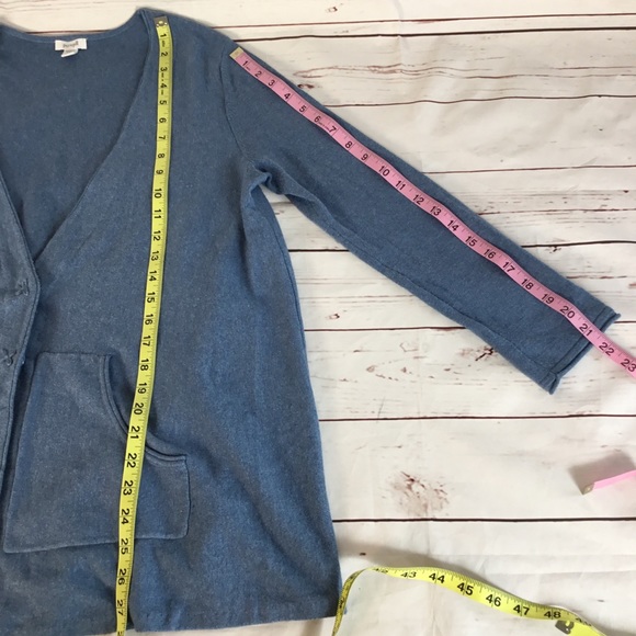 Pure J. Jill Cotton Cashmere Blend Blue Cardigan - Picture 6 of 7